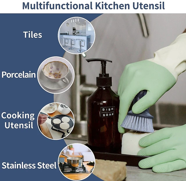 Alt view image 4 of 7 - Dish Brush with soap DispenserNylon Bristles Dish Brush and a Scrub Sponge Dish Brush,Kitchen Brush for Dish Pot Pan and Sink CleaningDish Brush Pack of 2