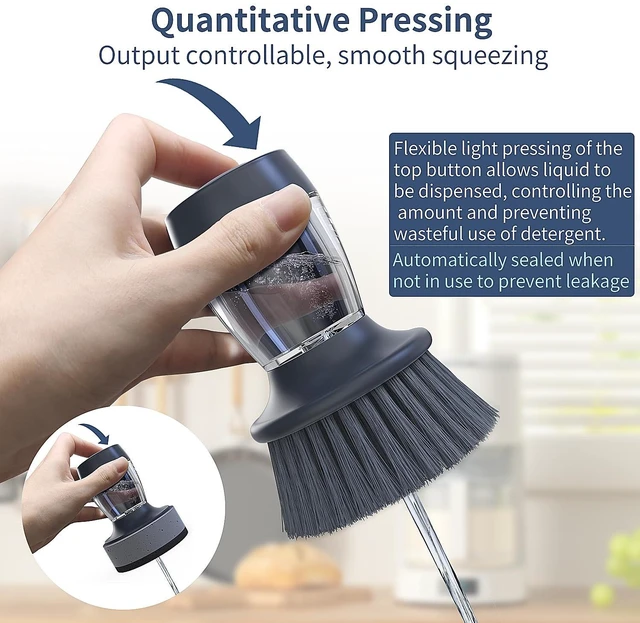Alt view image 5 of 7 - Dish Brush with soap DispenserNylon Bristles Dish Brush and a Scrub Sponge Dish Brush,Kitchen Brush for Dish Pot Pan and Sink CleaningDish Brush Pack of 2