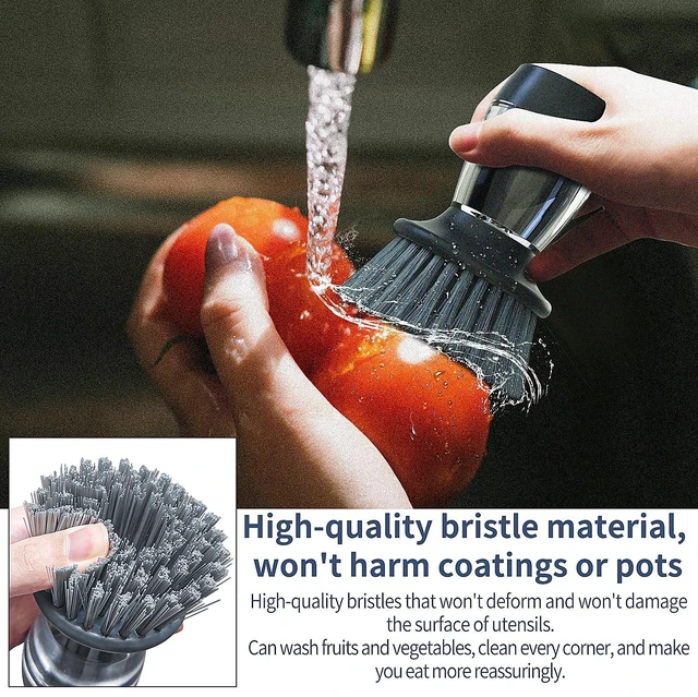 Alt view image 7 of 7 - Dish Brush with soap DispenserNylon Bristles Dish Brush and a Scrub Sponge Dish Brush,Kitchen Brush for Dish Pot Pan and Sink CleaningDish Brush Pack of 2