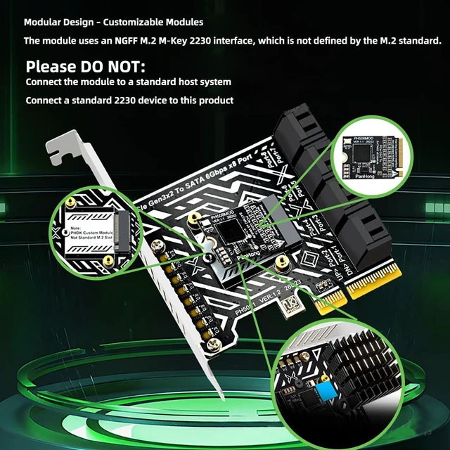 Alt view image 3 of 7 - PCIe 3.0 SATA Card 8 Port SATA 6Gbps Storage Expansion