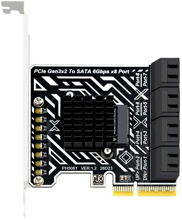 Alt view image 7 of 7 - PCIe 3.0 SATA Card 8 Port SATA 6Gbps Storage Expansion