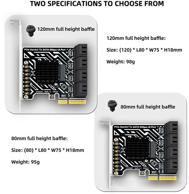 Alt view image 6 of 7 - PCIe 3.0 SATA Card 8 Port SATA 6Gbps Storage Expansion