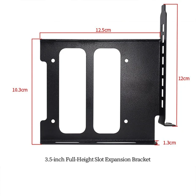 Alt view image 2 of 7 - PC Case PCI Slot Hard Drive Mounting Bracket, 2.5"/3.5" SSD HDD Expansion Holder for Desktop Tower Metal PCI Bracket , Black (Full Height for 3.5in)