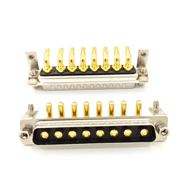 Alt view image 6 of 7 - D Sub 8W8 Male PCB Connector Right Angle High Current Solder (1, male)