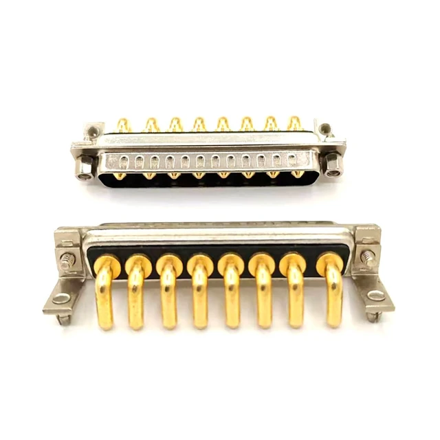 Alt view image 7 of 7 - D Sub 8W8 Male PCB Connector Right Angle High Current Solder (1, male)