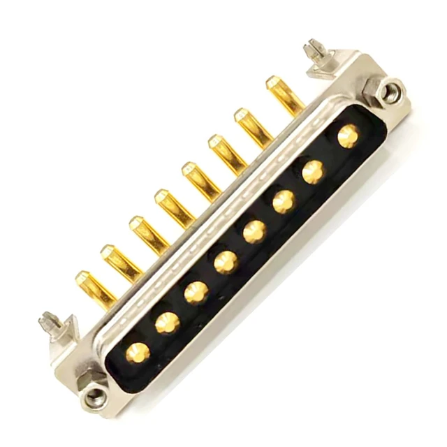 Alt view image 3 of 7 - D Sub 8W8 Male PCB Connector Right Angle High Current Solder (1, male)