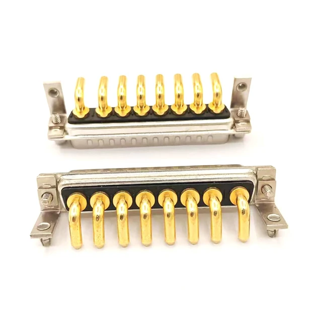 Alt view image 4 of 7 - D Sub 8W8 Male PCB Connector Right Angle High Current Solder (1, male)