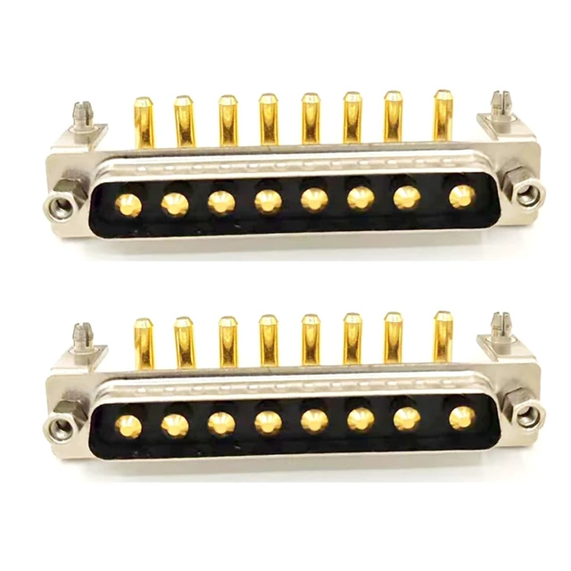 Alt view image 5 of 7 - D Sub 8W8 Male PCB Connector Right Angle High Current Solder (1, male)
