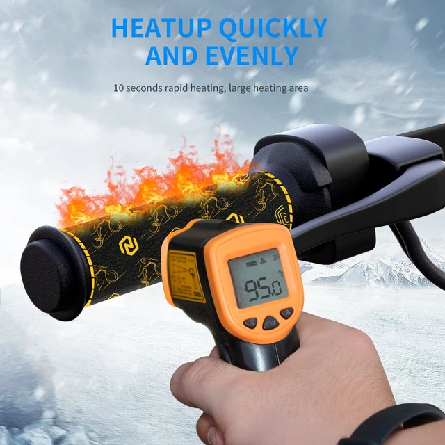 Alt view image 5 of 7 - USB Heated Motorcycle Handlebar Grips 5V with 6-Level Temperature Control and Memory Yellow Aramid Fiber Hand Warmers with Waterproof Switch, Mount, Compatible with Motorbikes, Scooters, ATVs