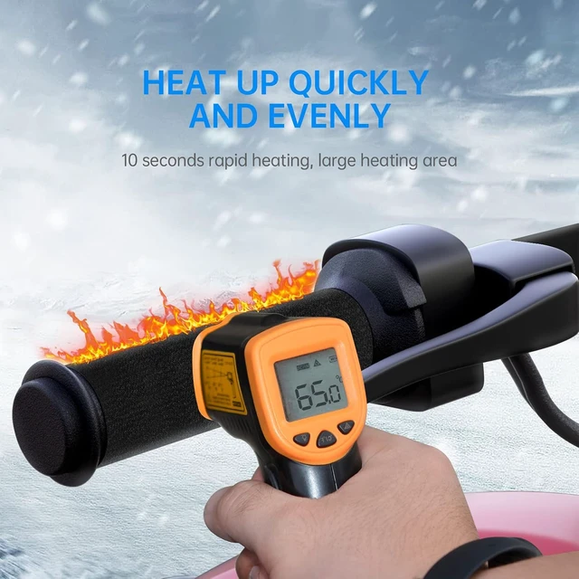 Alt view image 3 of 7 - USB Heated Motorcycle Handlebar Grips 5V with 6-Level Temperature Control and Memory, Aramid Fiber Hand Warmers with Waterproof Switch, Mount, Compatible with Motorbikes, Scooters, ATVs
