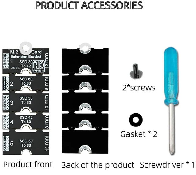Alt view image 6 of 7 - M.2 NVME SSD Extension Bracket 2230 to 2280 (10)