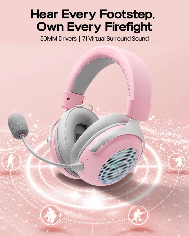 Alt view image 3 of 7 - GX1 Wireless Gaming Headset for PS4/PS5/Switch, 70Hr+