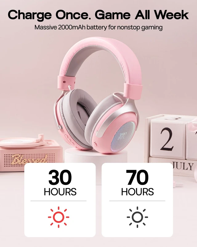 Alt view image 6 of 7 - GX1 Wireless Gaming Headset for PS4/PS5/Switch, 70Hr+