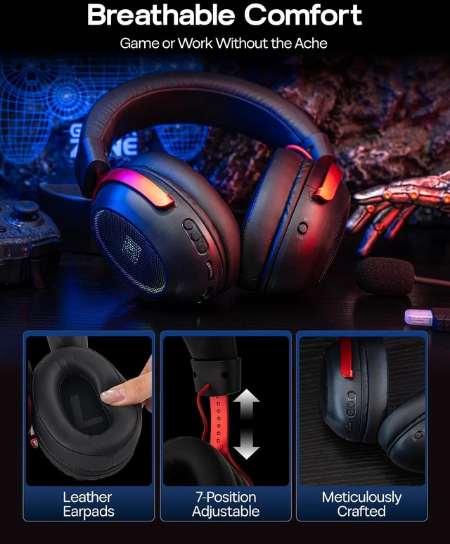 Alt view image 5 of 7 - GX1 Wireless Gaming Headset for PS4/PS5/Switch, 70Hr+
