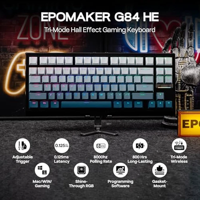 Alt view image 2 of 5 - G84 HE Wireless Hall Effect Keyboard+Creamy Jade Magnetic Switches