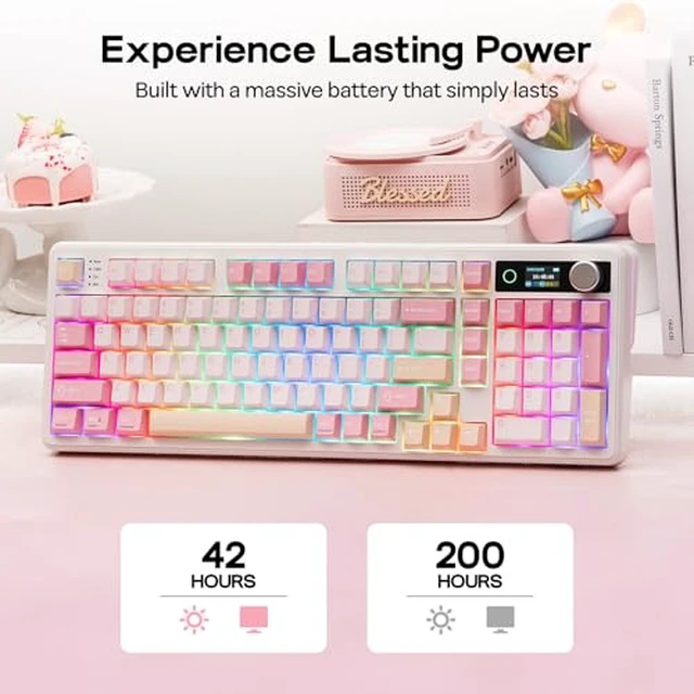 Alt view image 4 of 5 - TH99 PRO 96% Mechanical Keyboard with Screen & Knob+NEX Lite Wireless Gaming Mouse w/Screens & RGB Charging Dock