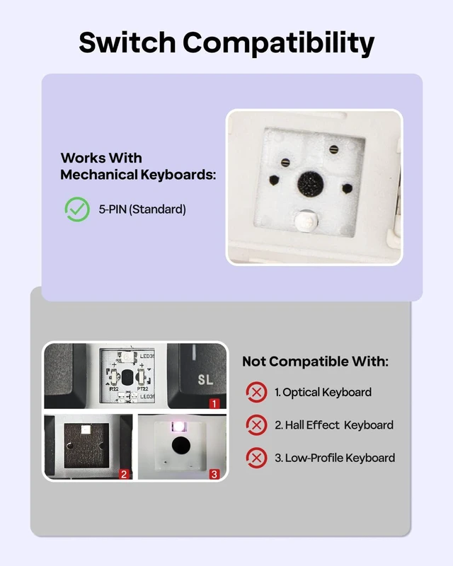 Alt view image 7 of 7 - Ajazz AK820 Pro Wireless Mechanical Keyboard with TFT Display&Knob+Wisteria Tactile Mechanical Keyboard Switches Set, 5 Pin Factory Lubed 100 Pieces Switch