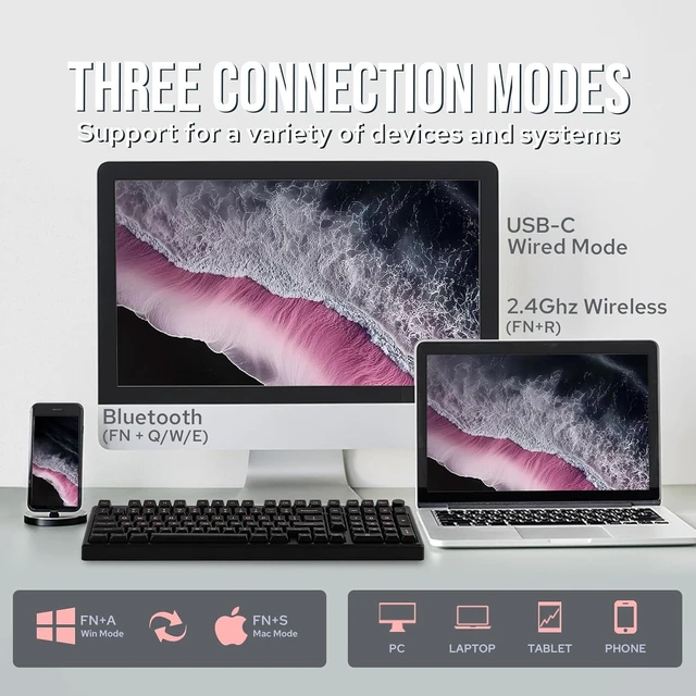 Alt view image 5 of 7 - Galaxy100 QMK/VIA Wireless Gaming Keyboard+Puff Aviator Coiled USB Cable, Type C Detachable Mechanical Gaming Keyboard Cable for Win/Mac/Gamers