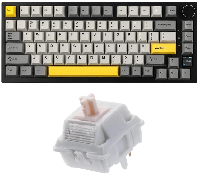 Main image of Ajazz AK820 Pro 75% Wireless Mechanical Keyboard with TFT Smart Display&Knob+Cream Marble 47gf Gaming Keyboard Switches