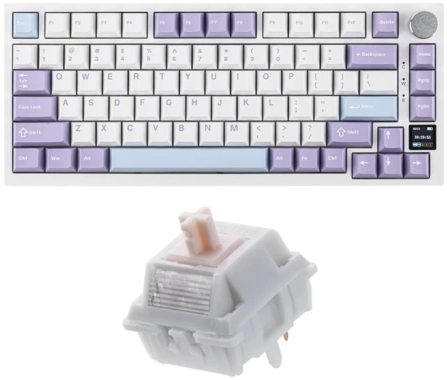Main image of Ajazz AK820 Pro 75% Wireless Mechanical Keyboard with TFT Smart Display&Knob+Cream Marble 47gf Gaming Keyboard Switches