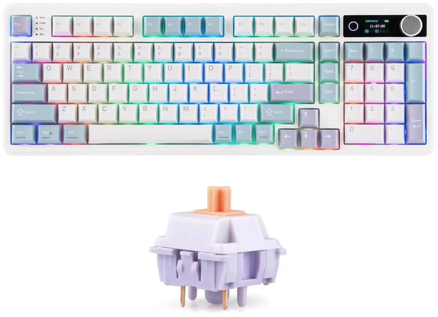 Main image of TH99 PRO 96% Mechanical Keyboard with Screen & Knob, 10000mAh+Wisteria Tactile Mechanical Keyboard Switches Set, 5 Pin Factory Lubed 100 Pieces Switch