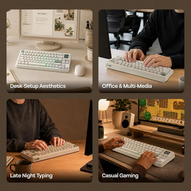 Alt view image 4 of 7 - RT75 Wireless Mechanical Keyboard with 1.54 Hot-Swap Screen
