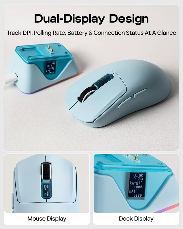 Alt view image 7 of 7 - NEX Lite Wireless Gaming Mouse w/Screens & RGB Charging Dock