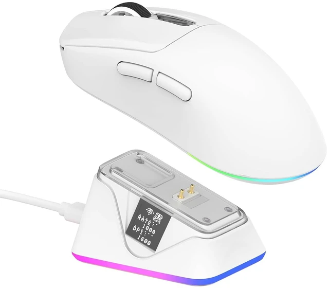 Main image of NEX Lite Wireless Gaming Mouse w/Screens & RGB Charging Dock