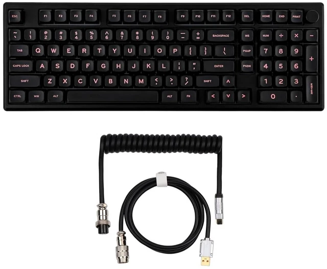 Main image of Galaxy100 QMK/VIA Wireless Gaming Keyboard+Puff Aviator Coiled USB Cable, Type C Detachable Mechanical Gaming Keyboard Cable for Win/Mac/Gamers