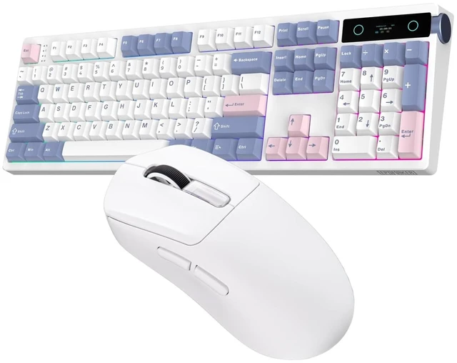 Main image of TH108 PRO Full Size Mechanical Keyboard with Screen & Knob+NEX Lite Wireless Gaming Mouse w/Screens & RGB Charging Dock