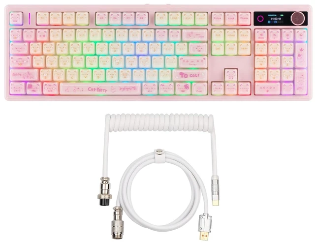 Main image of TH108 V2 PRO Full Size Mechanical Keyboard with Screen&Knob+Puff Aviator Coiled USB Cable