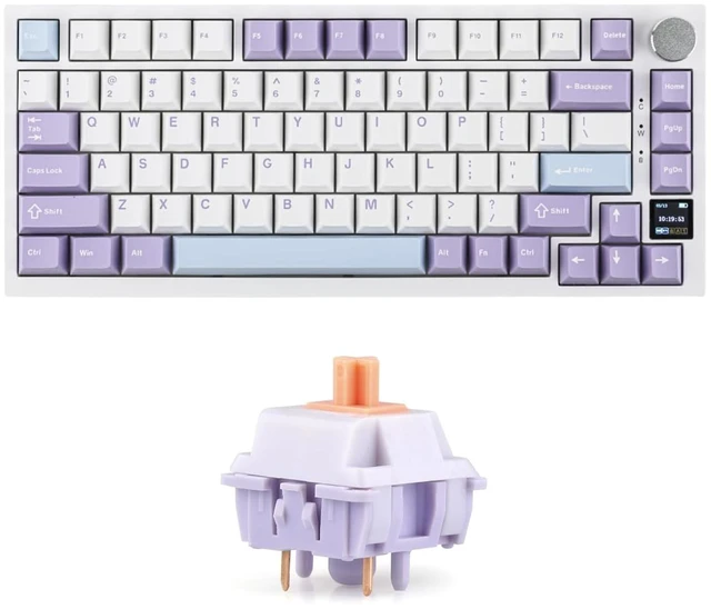 Main image of Ajazz AK820 Pro Wireless Mechanical Keyboard with TFT Display&Knob+Wisteria Tactile Mechanical Keyboard Switches Set, 5 Pin Factory Lubed 100 Pieces Switch