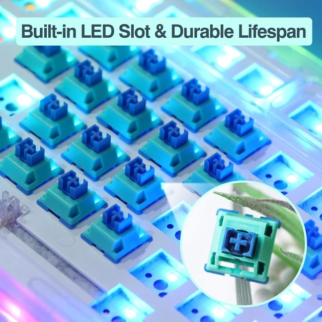 Alt view image 5 of 7 - Bluebird 47gf Linear Mechanical Keyboard Switches Set, 100 Pieces, 35gf Initial Force, 5-pin Factory Lubed Switch with POM Stem, PC Nylon Housing, 22mm Dual Spring for Gaming DIY Keyboard
