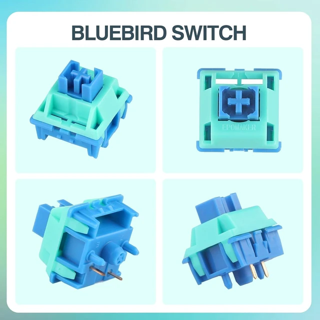 Alt view image 7 of 7 - Bluebird 47gf Linear Mechanical Keyboard Switches Set, 100 Pieces, 35gf Initial Force, 5-pin Factory Lubed Switch with POM Stem, PC Nylon Housing, 22mm Dual Spring for Gaming DIY Keyboard