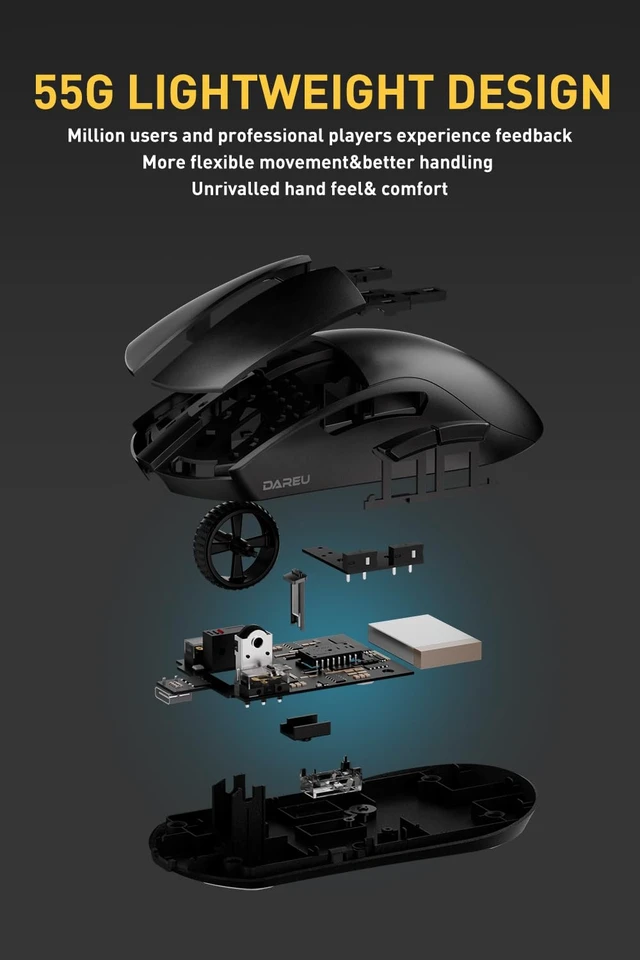Alt view image 5 of 7 - A950pro Lightweight Wireless Gaming Mouse,4000Hz Polling Rate,55g