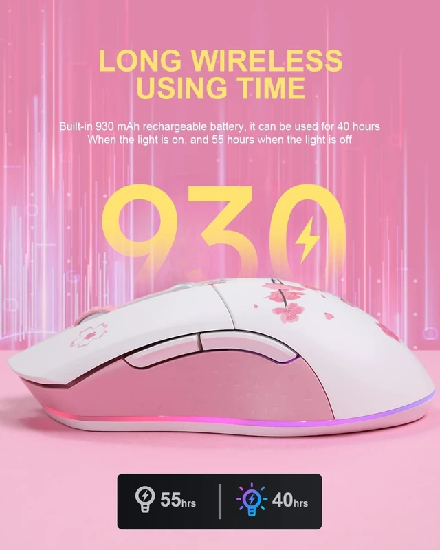 Alt view image 5 of 7 - Sakura Pink Wireless Gaming Mouse and COOL68 Rapid Trigger Magnetic Switch Gaming Keyboard