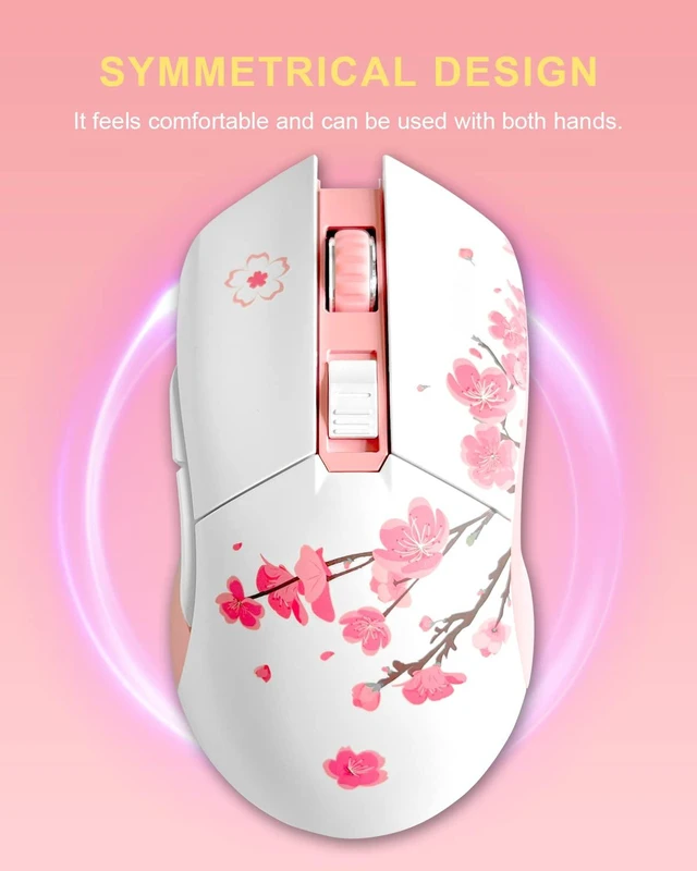 Alt view image 6 of 7 - Sakura Pink Wireless Gaming Mouse and COOL68 Rapid Trigger Magnetic Switch Gaming Keyboard