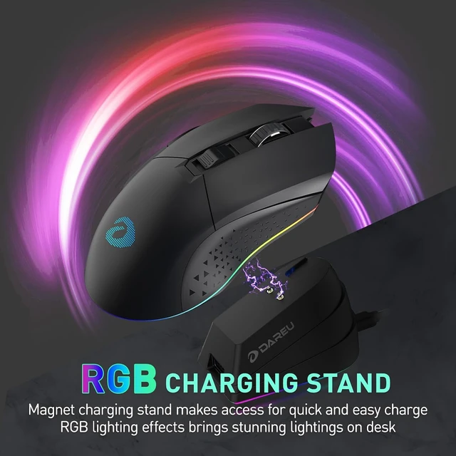 Alt view image 4 of 7 - Wireless Gaming Mouse with Charging Dock Rechargeable, RGB