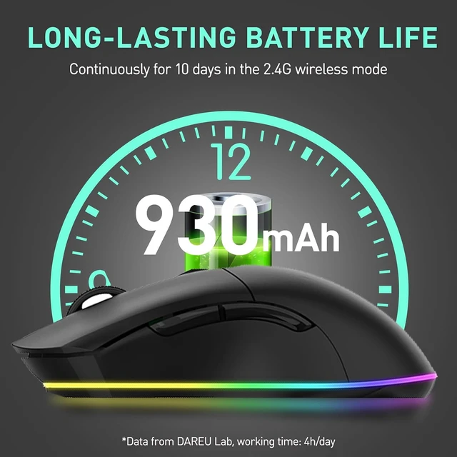 Alt view image 6 of 7 - Wireless Gaming Mouse with Charging Dock Rechargeable, RGB