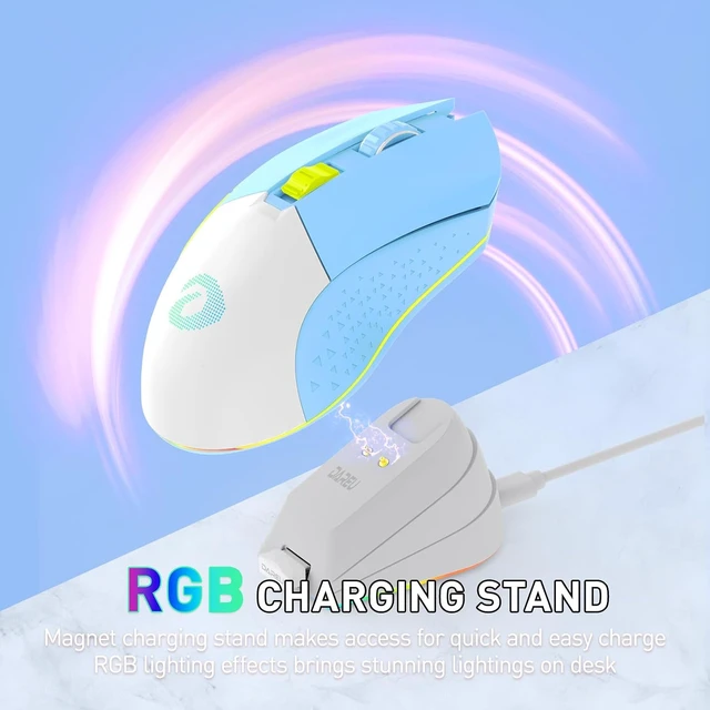 Alt view image 3 of 7 - Wireless Gaming Mouse with Charging Dock Rechargeable, RGB