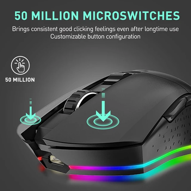 Alt view image 5 of 7 - Wireless Gaming Mouse with Charging Dock Rechargeable, RGB
