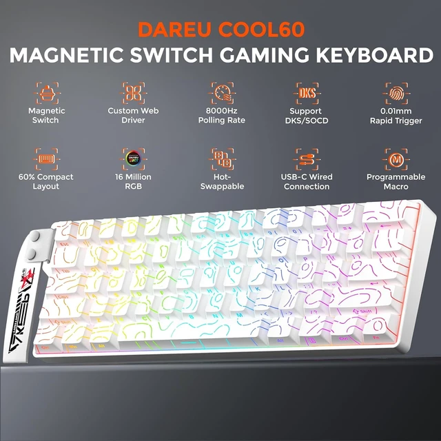 Alt view image 2 of 7 - COOL60 60% Hall Effect Mechanical Gaming Keyboard,Magnetic Switch