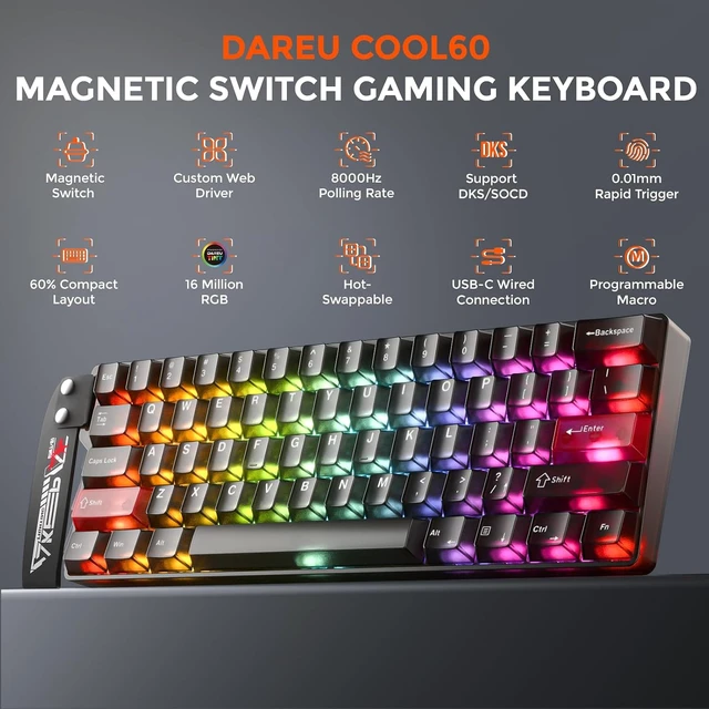 Alt view image 2 of 7 - COOL60 60% Hall Effect Mechanical Gaming Keyboard,Magnetic Switch