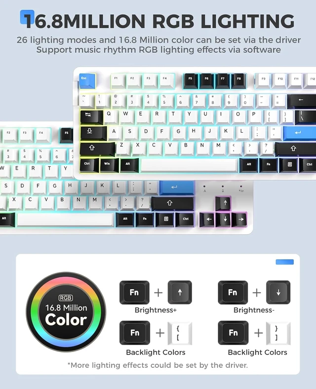 Alt view image 4 of 7 - Wireless Keyboard and Mouse:EK87PRO 80% TKL Wireless Mechanical Gaming Keyboard &A950 Wireless Gaming Mouse with Charging Dock Combo
