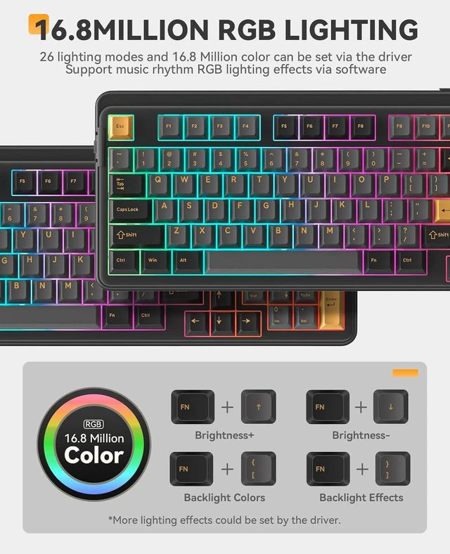 Alt view image 4 of 7 - EK98pro Wireless Mechanical Keyboard,96% Creamy Gaming Keyboard with Number Pad,Tri-Mode BT/2.4GHz/USB-C,Pre-lubed Linear Switches,Gasket Structure,Hot Swappable Custom,Backlit for Win/Mac