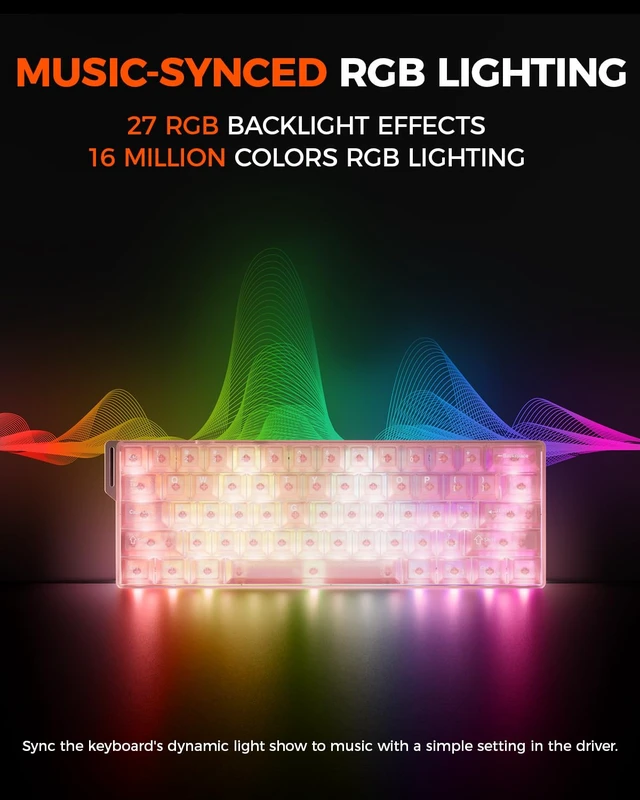 Alt view image 5 of 7 - COOL60 Pink Hall Effect Magnetic Switch Mechanical Gaming Keyboard