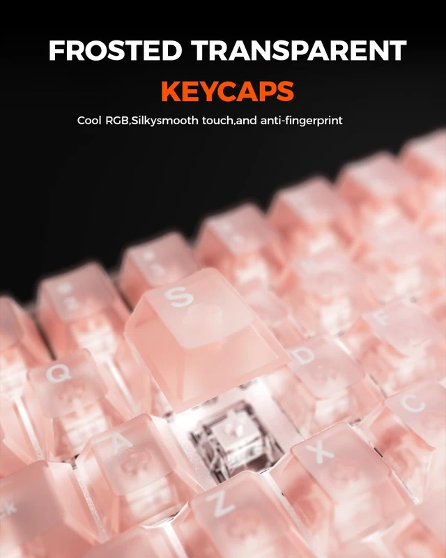 Alt view image 6 of 7 - COOL60 Pink Hall Effect Magnetic Switch Mechanical Gaming Keyboard