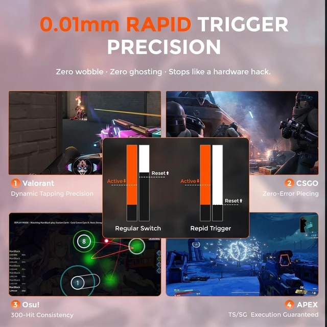 Alt view image 4 of 7 - COOL60 Pink Hall Effect Magnetic Switch Mechanical Gaming Keyboard