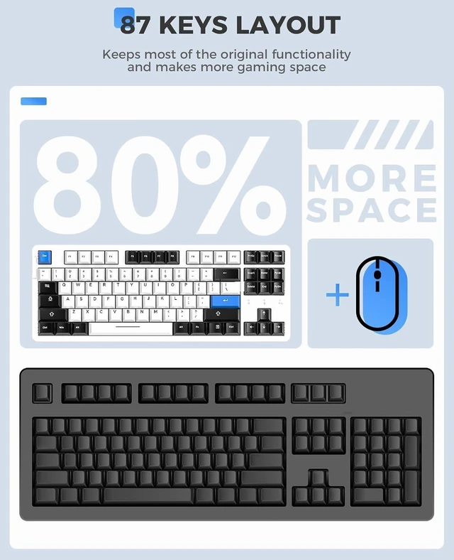 Alt view image 3 of 7 - EK87PRO 80% Wireless Mechanical Keyboard,TKL Tri-Mode RGB Gaming Keyboard with Hot-Swappable South-Facing LEDs Socket,PBT Keycaps,Gasket Mount,6-Layer Padding,Custom Linear Switch for Win/Mac