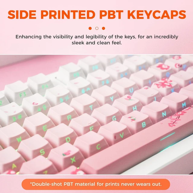 Alt view image 2 of 7 - EK75PRO Sakura Pink 75% Wireless Mechanical Gaming Keyboard with Knob